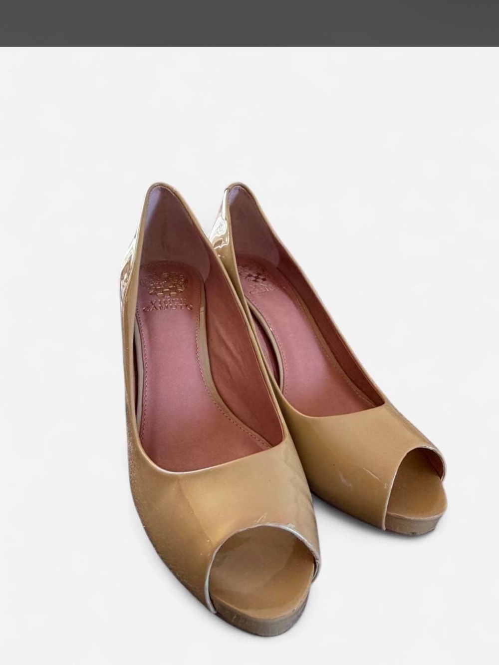 Patent Peep-Toe Pumps in Nude
